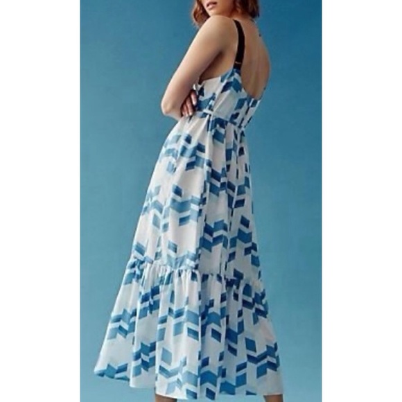 🥳 HP Peter Som x Anthropologie Larissa M Blue Print Tiered Belted Maxi Dress - Picture 5 of 8